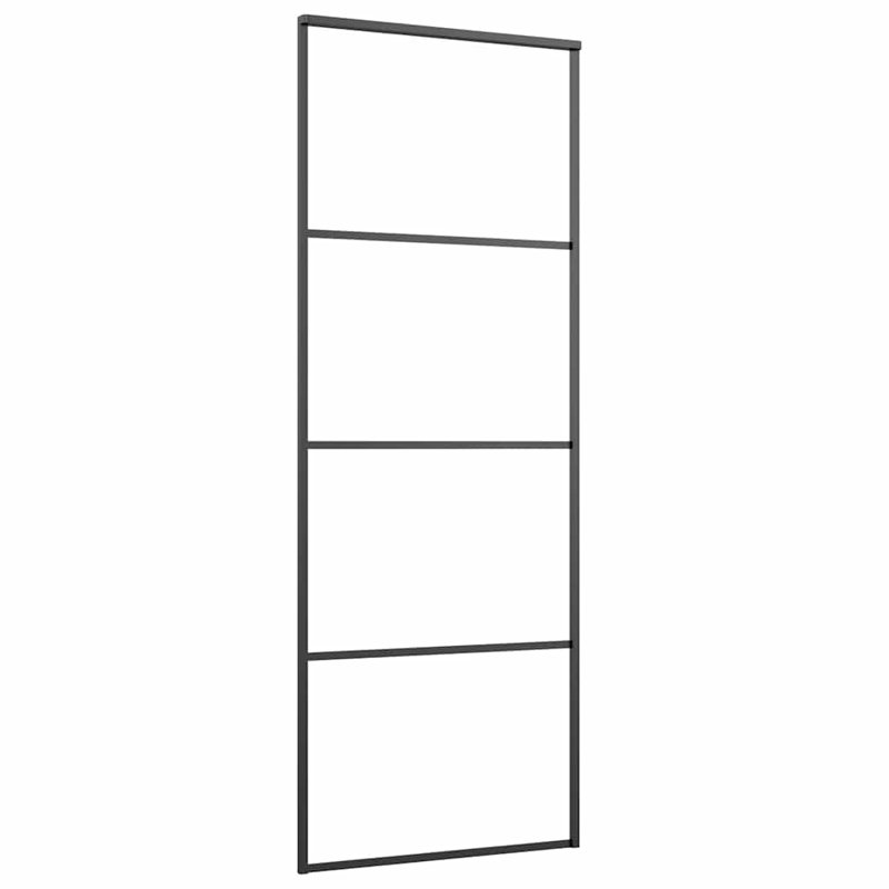Porte coulissante en verre givré noir et aluminium 29,9 x 80,7 po