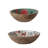 Enameled Mango Wood Bowls With Woodland Flora/Fauna Pattern