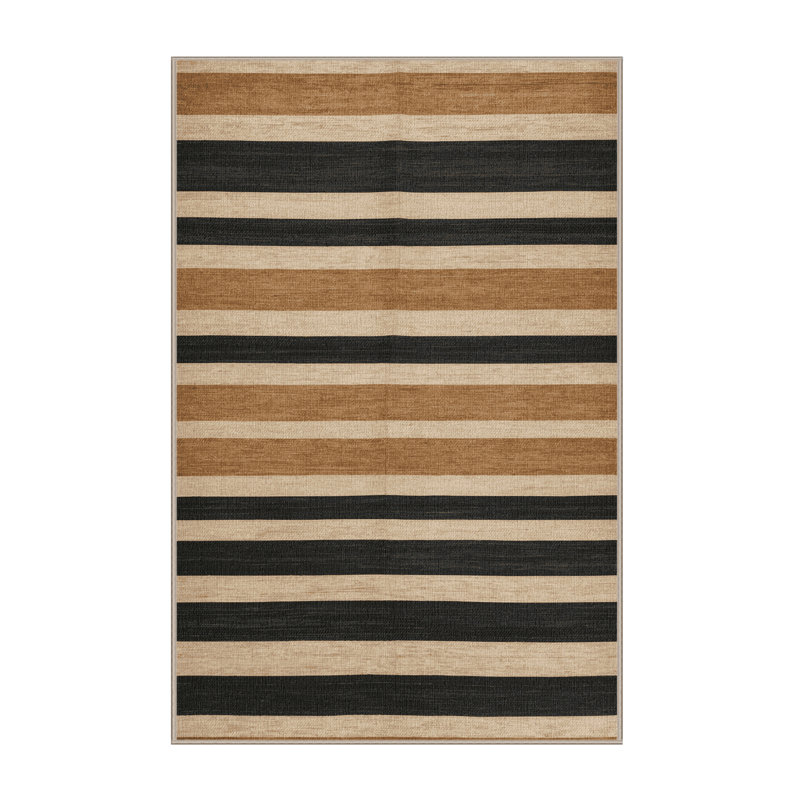  Tapis lavable rayé gris foncé, Rectangle 7 pi x 9 pi