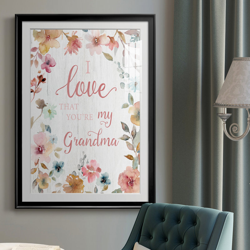 Love Grandma - Art textuel avec cadre photo, H 30,5 po x l 42,5 po x P 1,5 po, Noir