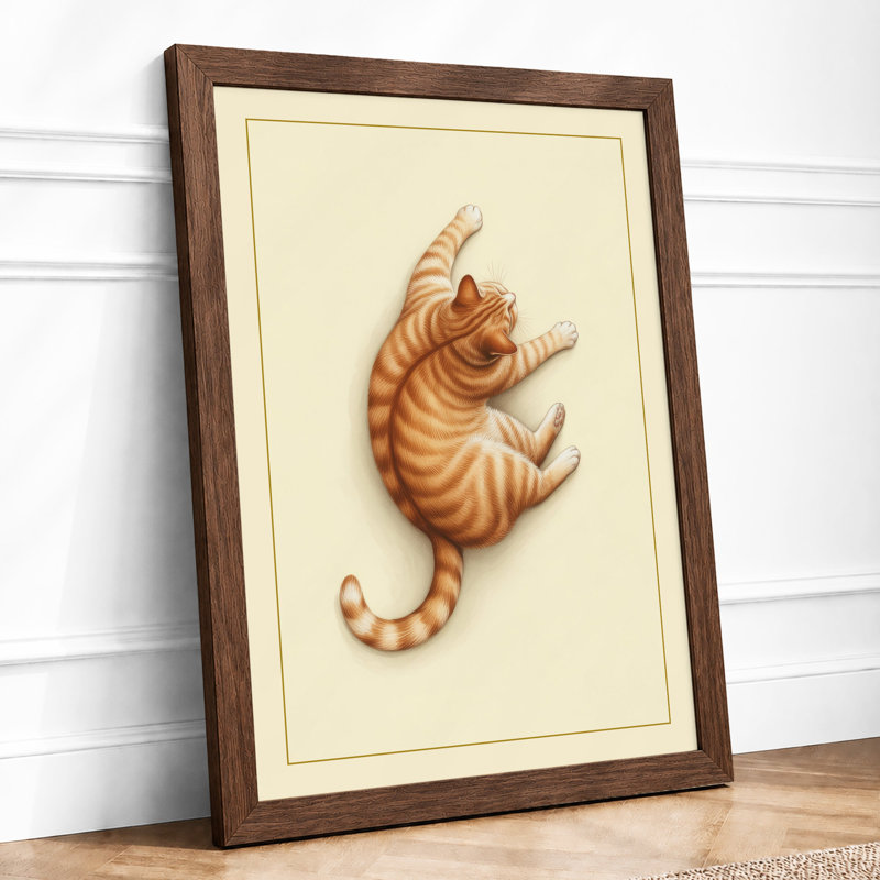 Tiger Cub at Play Boho - Framed Print, A4 - 29.7 x 21.0 cm, Walnut