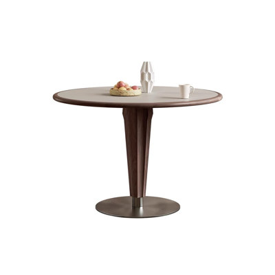 White Borwn Silver Round Sintered Stone Ash Stainless steel Dining table