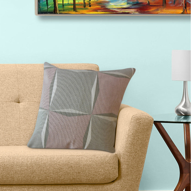 Coussin géométrique, 24 po x 24 po, Gris / Rose, Coussin décoratif
