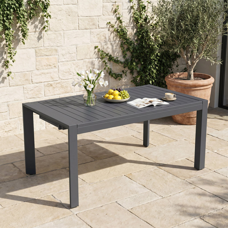 Table de salle à manger rectangulaire extensible en aluminium pour l'extérieur, Gray