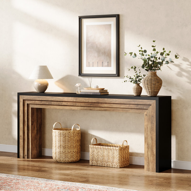 180.1cm Console Table, Black/Walnut