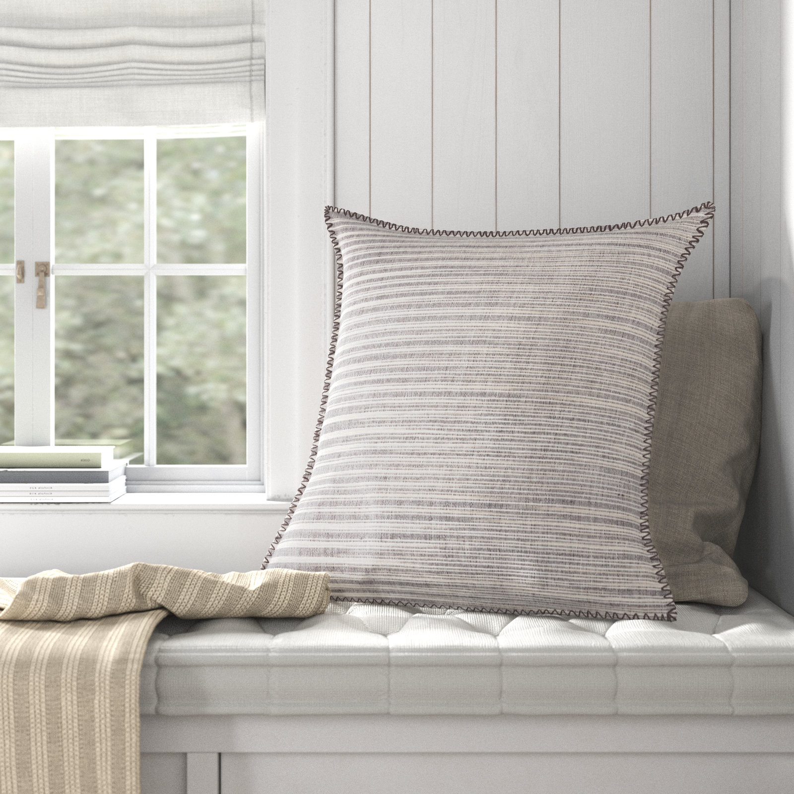 Rogin Stripes Cotton Throw Pillow, Polyester