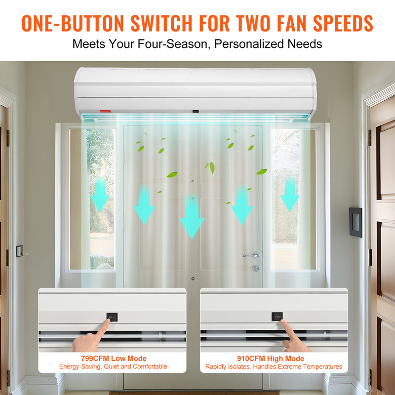White 48" Commercial Indoor Air Curtain with Two Speeds