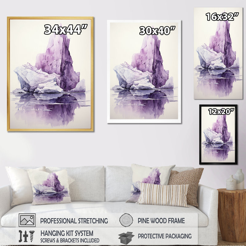 Iceberg mauve mystérieux - Impression, Cadre photo noir, H 32 po x l 24 po x P 1 po
