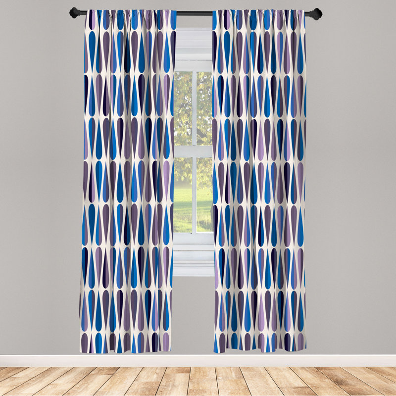 Microfiber Floral Semi-Sheer Rod Pocket Curtain Panels, 28" W x 95" L, Purple/Blue