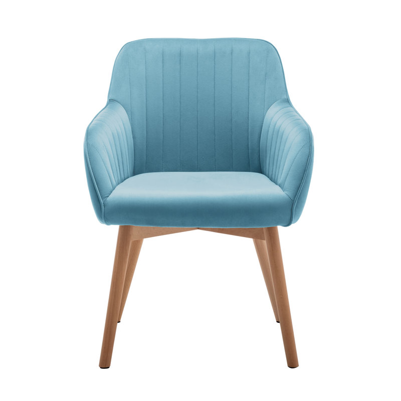 46cm H Velvet Upholstered Upholstered Back Armchair, Aqua