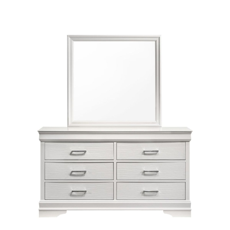 Commode moderne à 6 tiroirs en bois, Blanc
