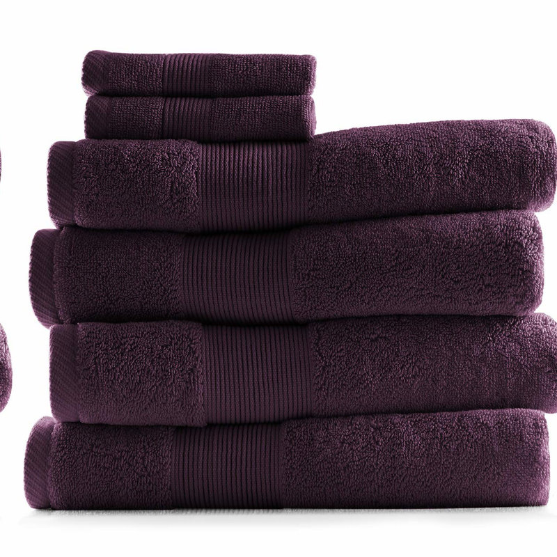 UltraSoft Luxe Cotton Bath Towels Set - 6 Piece, Highly Absorbent, 100% Ring Spun Cotton, Includes 4 Bath Towels & 2 Washcloths, Perfect for Bathroom - Purple