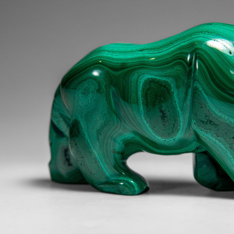 Genuine Polished Malachite Panther Carving (242.2 Grams)