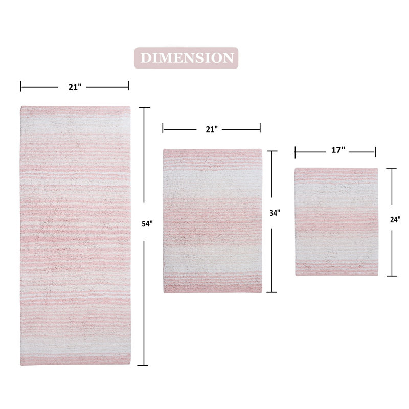 Alamanno 3 Piece Bath Rug Set, Pink