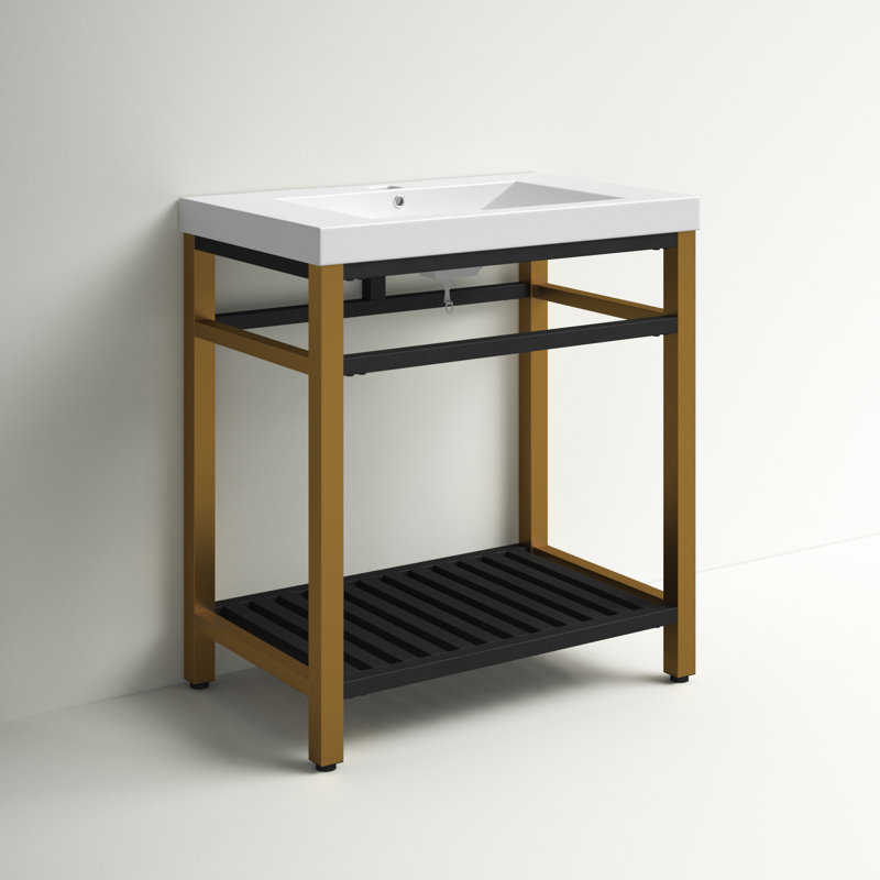 Ensemble de meuble-lavabo simple 30 po Raya, Doré / noir