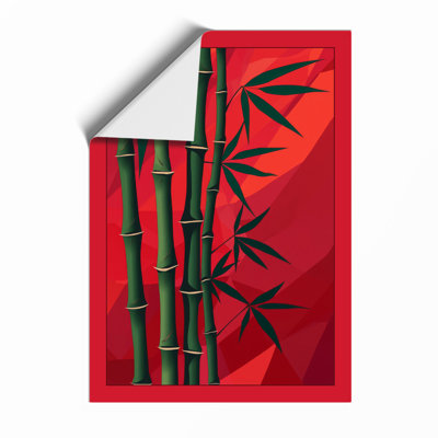 Crimson Bamboo Japandi - Framed Print