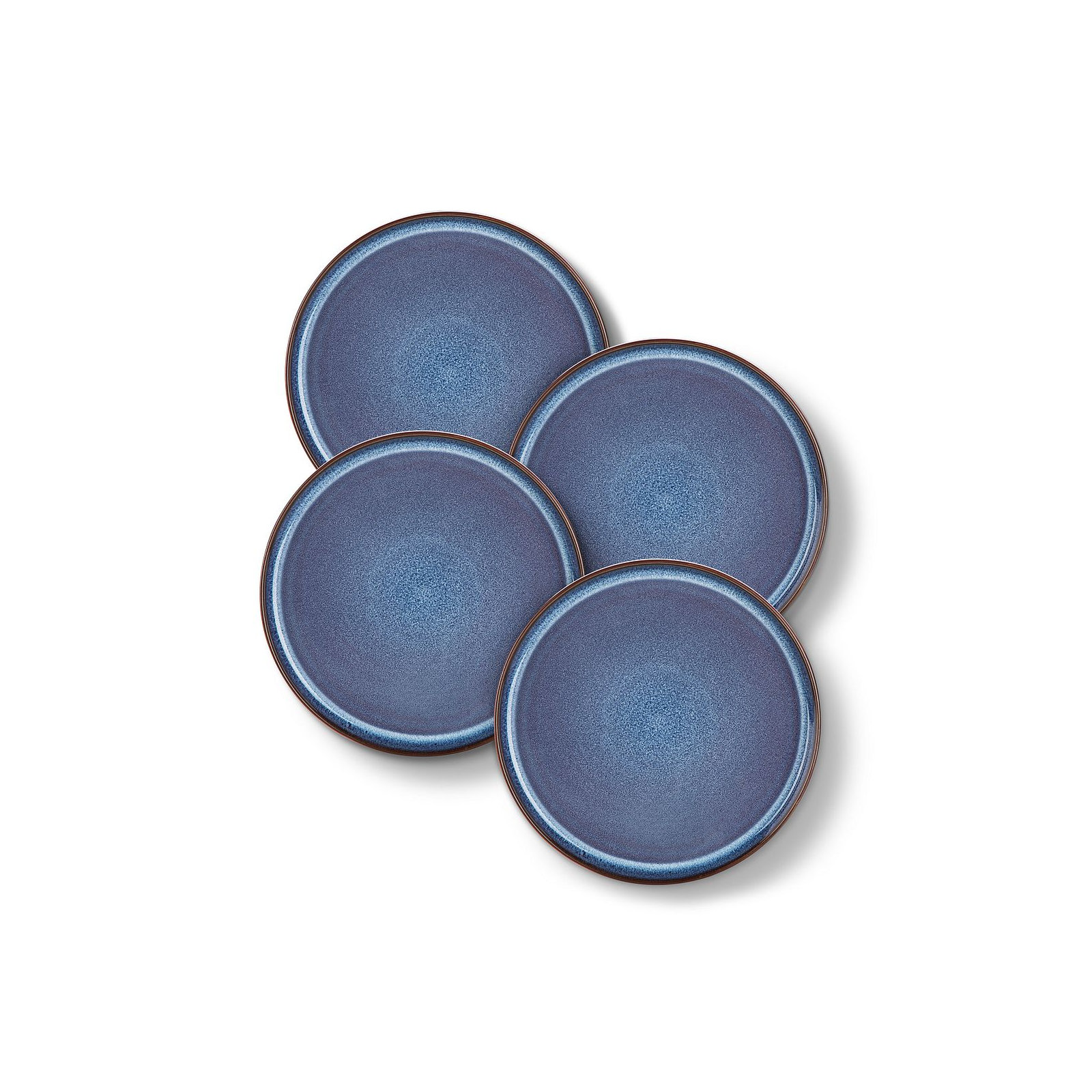  4 Piece Blue Ceramic Dinner Plates Set,Kiln-Fired Plates, Blue