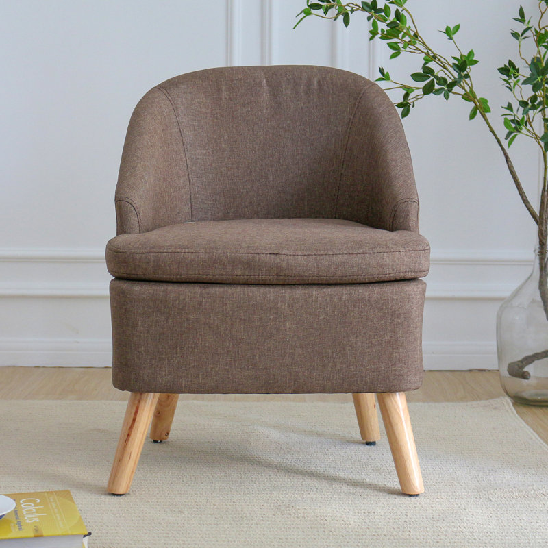 Fauteuil demi-tonneau de 22 po Emra, Mélange de lin brun