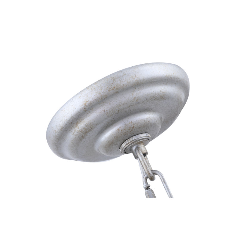 Luminaire suspendu carré 3 lumières lanterne Tarbox, Argent rétro