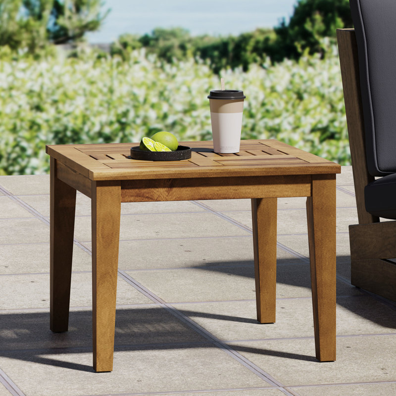 Table d'appoint d'extérieur en bois naturel - Minimise l'utilisation de l'espace, l 20 po x P 20 po, H 15,58 po, idéale pour les petits espaces, 20 po x 20 po x 15,58 po