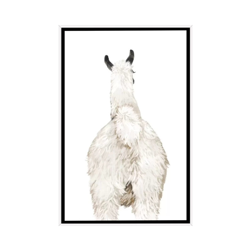 Art du lama, Toile blanche encadrée, H 40 po x l 26 po x P 1,5 po