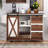 55.5" Farmhouse Kitchen Island With Electrical Outlet, Folding Leaf, Spice Rack And Drawers, Rolling Kitchen Cart With Barn Door, Rustic Storage Island For Home And Dining Room-1116649988