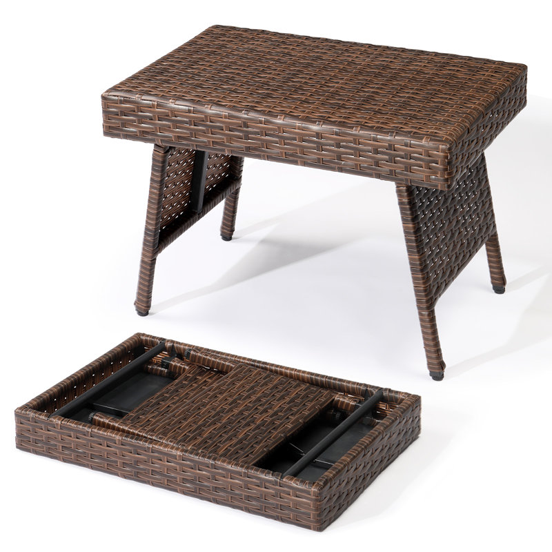 Patio Wicker Folding Side Table Coffee Table