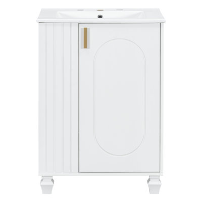Meuble-lavabo 24 po avec plateau en céramique et tablettes ouvertes 24 po