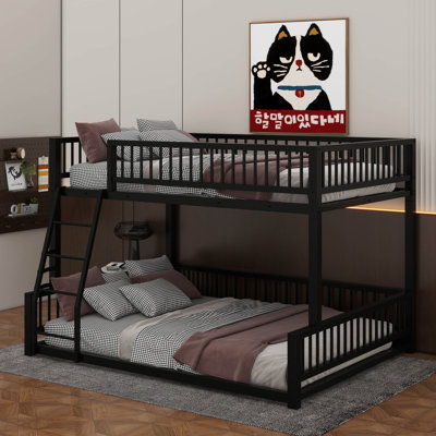Floor Bunk Bed Frame With Ladder And Safety Guardrails by Harriet Bee