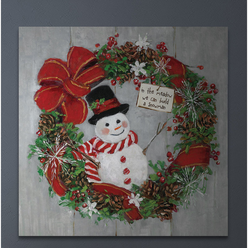 « mr. bonhomme de neige », peinture, H 24 po x l 24 po x P 1,5 po, Toile tendue