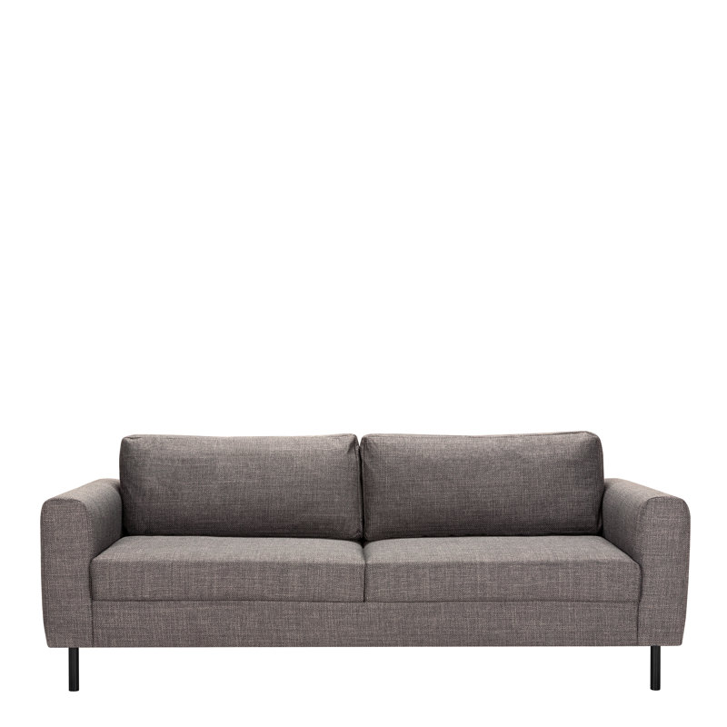Charice 3+3-Seater Sofa In Basel Light Grey Brown 34 Fabric, Base Matt Black Steel, Grey