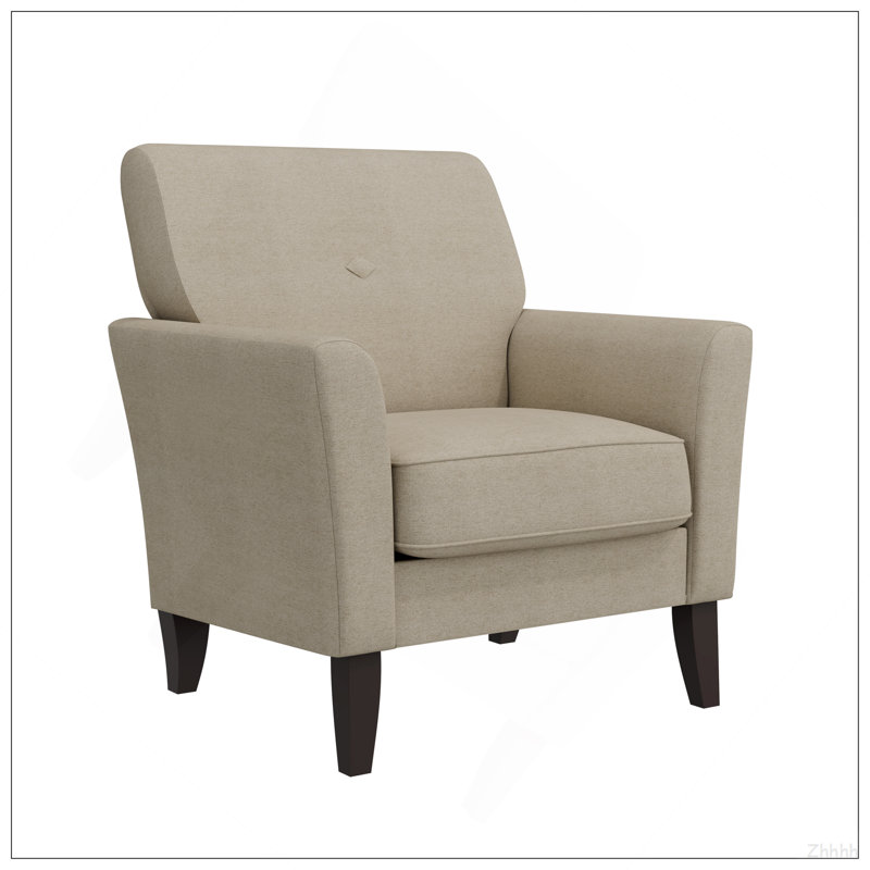 Fauteuil d'appoint Dorset en velours fauve avec pieds en bois massif brun foncé, Beige