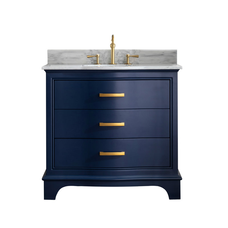 Ensemble de meuble-lavabo simple 36 po Goleta, Bleu marine / doré brossé