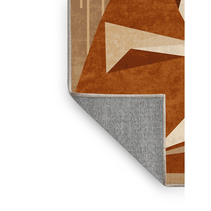 Machine Washable Peirsen Cougar Puma Modern Geometric Rug in Beige – Beige Binding, 5x8