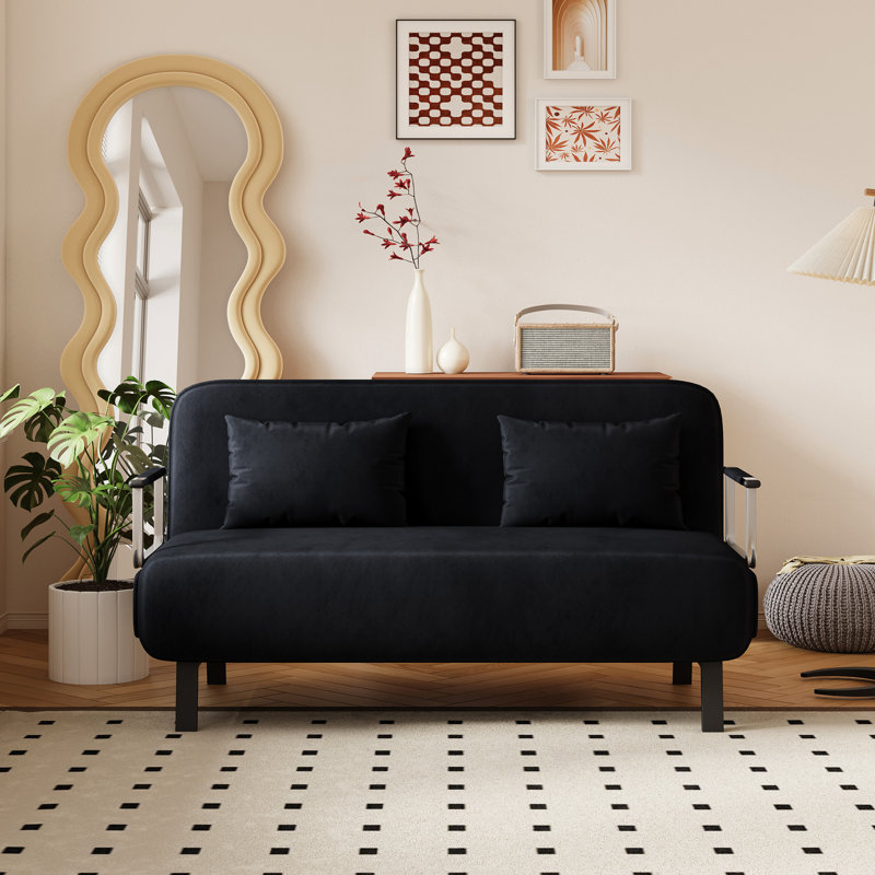 Black Velvet Bed Convertible. Adjustable & Pillow. Metal Frame For Office Home. Soft Fabric. 53.81 In. Width. 73.34 Depth. 14.15 Height. 69.91 Lb Weight 55" Bed, Pillow Included, Calm