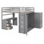 Lit mezzanine double avec tiroirs, bureau et garde-robe gris