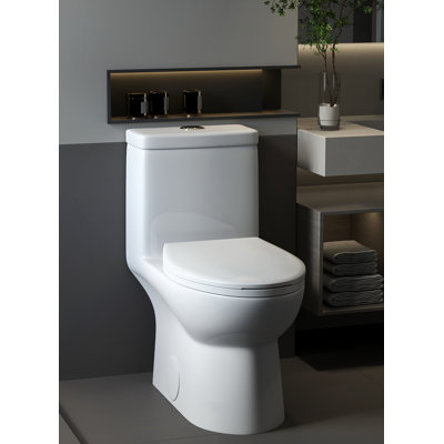 Toilette allongée une pièce à double chasse Poseidon (siège inclus)