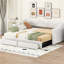 Beige, extensible, rembourré, lit de jour simple TG très grand, tiroirs coulissants, support ergonomique pour le dossier et l'accoudoir, très grand tissu doux, surfaces de tiroir rembourrées, confortable