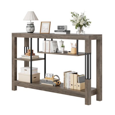 47.2" Console Table, Multi-Tier Industrial Sofa Table Accent Table with Open Storage Shelves, Farmhouse Narrow Entryway Table for Small Spaces, Living Room, Hallway, Gray