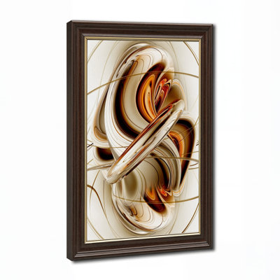 Tableau abstrait sur toile avec anneaux métalliques or et bronze tourbillonnants
