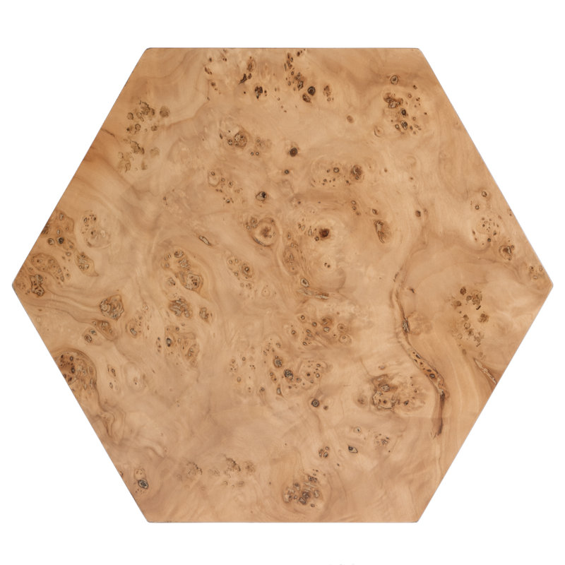 Billie Hexagonal Burl Side Table, Brown
