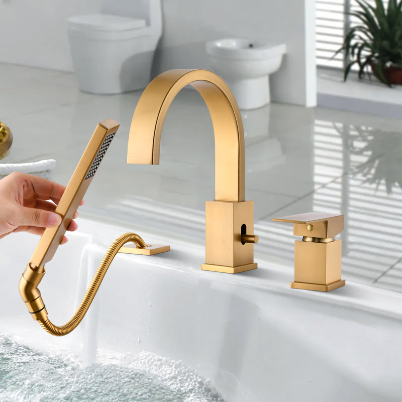 Roman Tub Faucet Set With Rough-in Valve, Gold