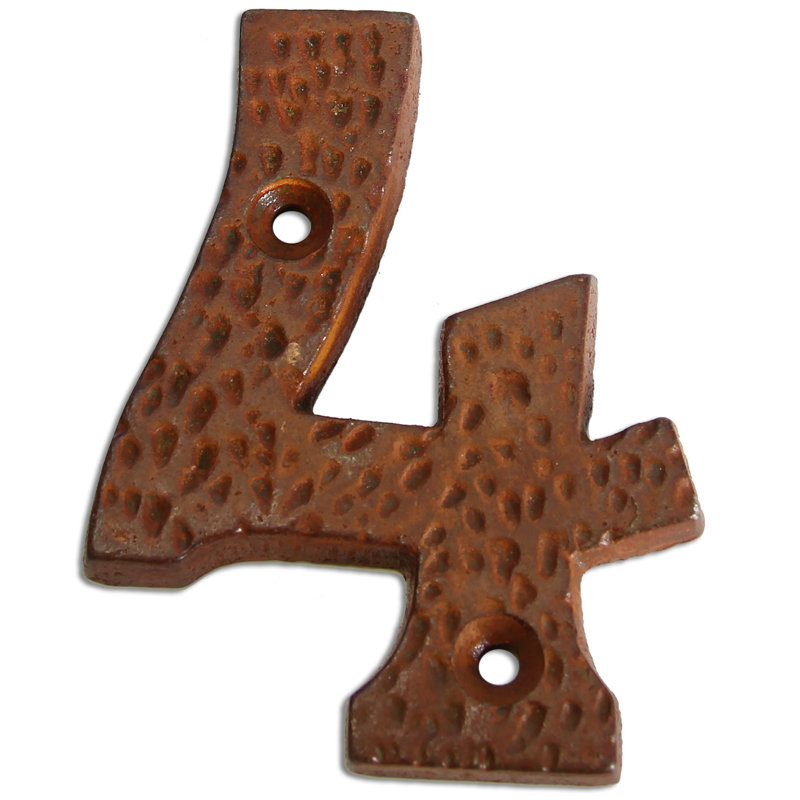 Numéro de maison 3 po, 4, Rouille