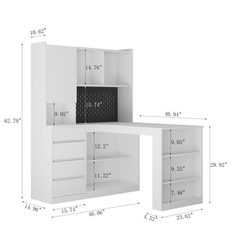 L Shaped Desk With Charger (Not Including Office Chairs), Right Hand Return, White