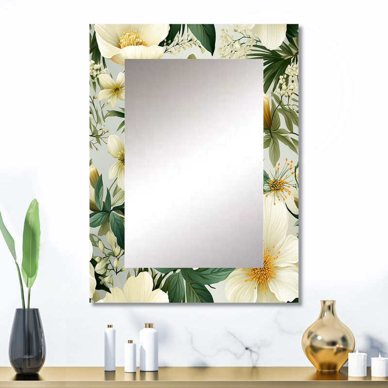 Andrian Boho Botanical Oasis Palm - miroir unique tropical, grand miroir mural tropical, impression d'art en métal