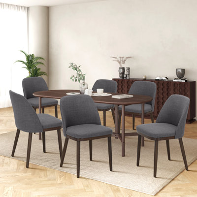 Upholstered Solid Wood Fabric Dining Chair