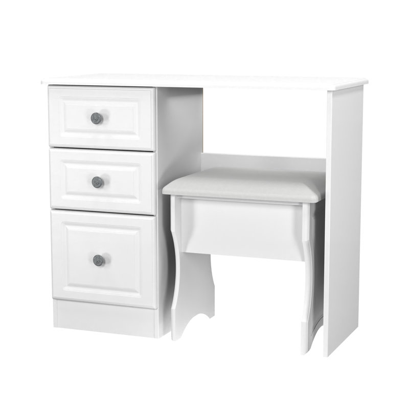 Fully Assembled Meansville Dressing Table Set, White