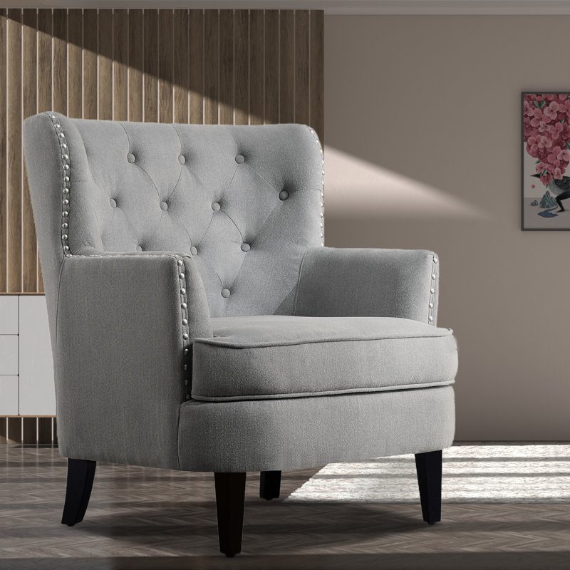 Castora CAL117 Compliant 30'' Wide Tufted, Gray Velvet