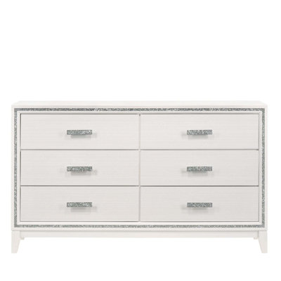 Commode 6 tiroirs Haiden, finition blanche