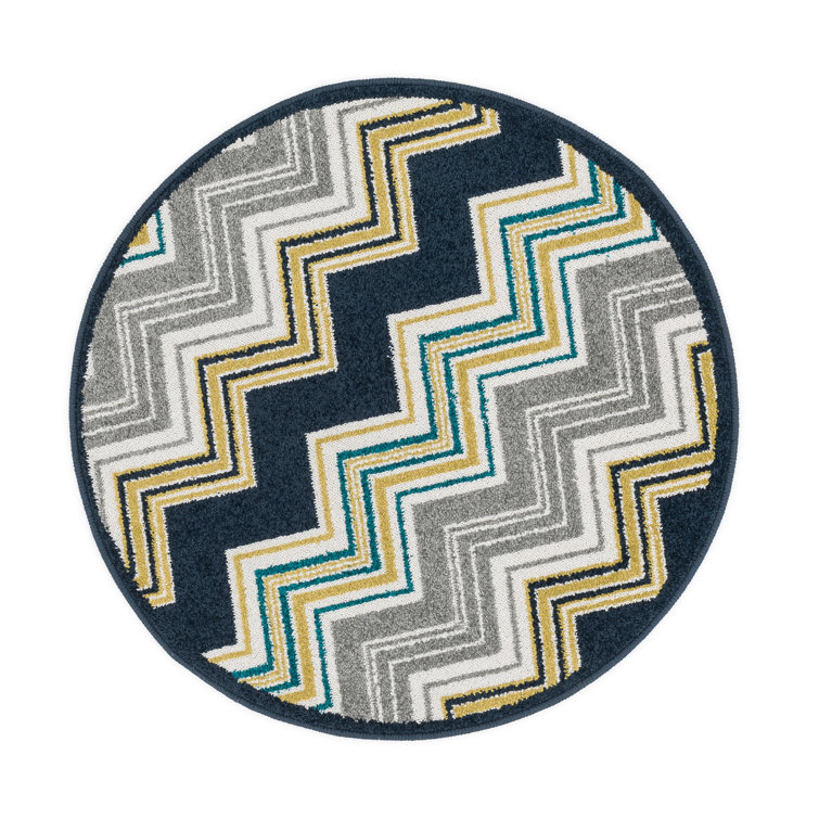 Laudenslager Chevron Navy/Gray Area Rug